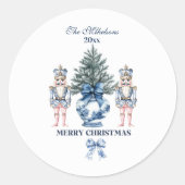 Blue Chinoiserie Nutcracker Christmas Ronde Sticker (Voorkant)