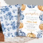 Blue Chinoiserie Oranje Pumpkin Baby shower Kaart
