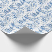 Blue Chinoiserie Pagodas Toile Cadeaupapier (Hoek)