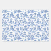 Blue Chinoiserie Pagodas Toile Inpakpapier Vel (Voorkant 3)