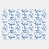 Blue Chinoiserie Pagodas Toile Inpakpapier Vel (Voorkant)