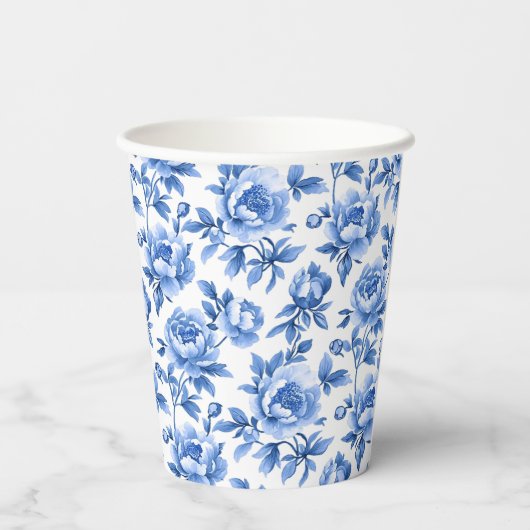 Blue Chinoiserie Papieren Bekers (Achterkant)