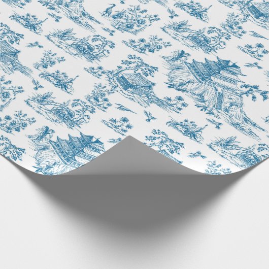 Blue Chinoiserie Pattern Cadeaupapier (Hoek)