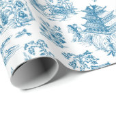 Blue Chinoiserie Pattern Cadeaupapier (Rol Hoek)