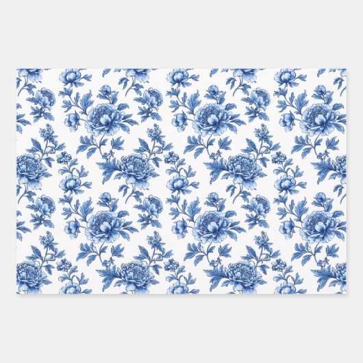 Blue Chinoiserie Pattern  Inpakpapier Vel (Voorkant 3)