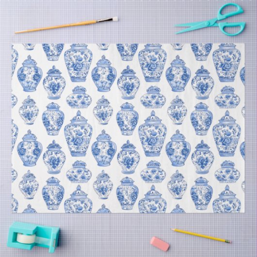 Blue Chinoiserie Pattern  Tissuepapier (Craft)