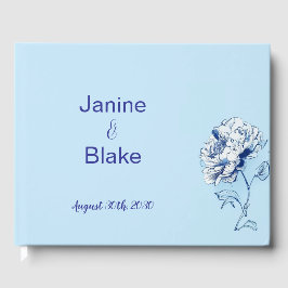 Blue Chinoiserie Peony Wedding Guestbook Gastenboek
