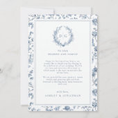 Blue Chinoiserie Photo Wedding Bedankkaart (Achterkant)