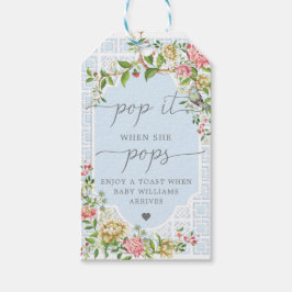 Blue Chinoiserie Pop als ze Pop voor tag Cadeaulabel
