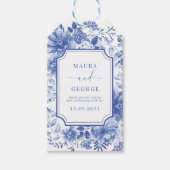 Blue Chinoiserie Porcelain Botanical Peony Wedding Cadeaulabel (Voorkant)