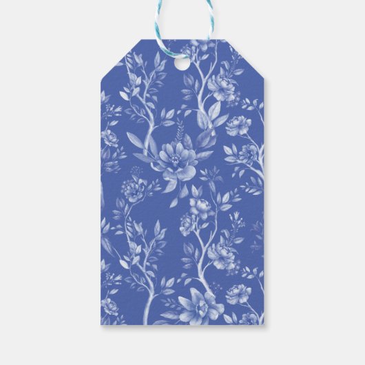 Blue Chinoiserie Porcelain Botanical Peony Wedding Cadeaulabel (Achterkant)