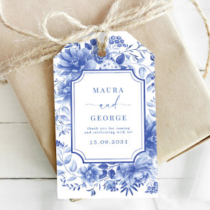 Blue Chinoiserie Porcelain Botanical Peony Wedding Cadeaulabel
