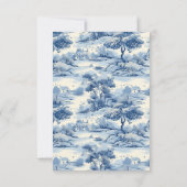 Blue Chinoiserie Porcelain Botanical Peony Wedding RSVP Kaartje (Achterkant)