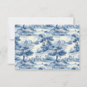 Blue Chinoiserie Porcelain Botanical Peony Wedding RSVP Kaartje (Achterkant)