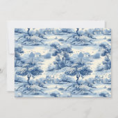 Blue Chinoiserie Porcelain Botanical Peony Wedding Save The Date (Achterkant)