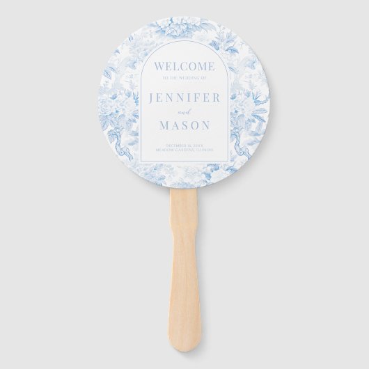 Blue Chinoiserie Porcelain Wedding Program Handwaaier (Voorkant)