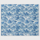 Blue Chinoiserie Porcelaine Chinees Cadeaupapier (Vlak)