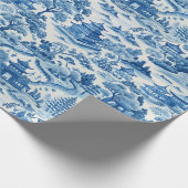 Blue Chinoiserie Porcelaine Chinees Cadeaupapier (Hoek)