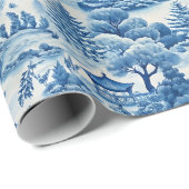 Blue Chinoiserie Porcelaine Chinees Cadeaupapier (Rol Hoek)