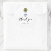 Blue Chinoiserie Pottery Oranje Topiary Dank u Ronde Sticker (Tas)