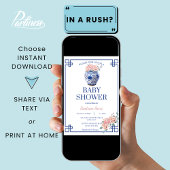 Blue Chinoiserie Preppy Ginger Jar Baby shower Kaart