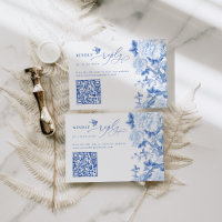 Blue Chinoiserie QR Code Trouwwebsite RSVP