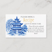 Blue Chinoiserie Recipe Request Bridal Shower  Informatiekaartje (Voorkant)