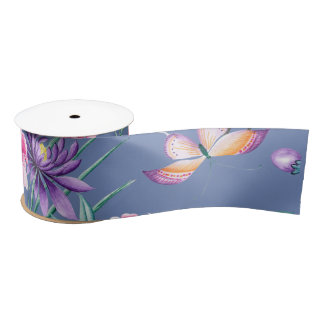 Blue Chinoiserie Satin Ribbon Satijnen Lint