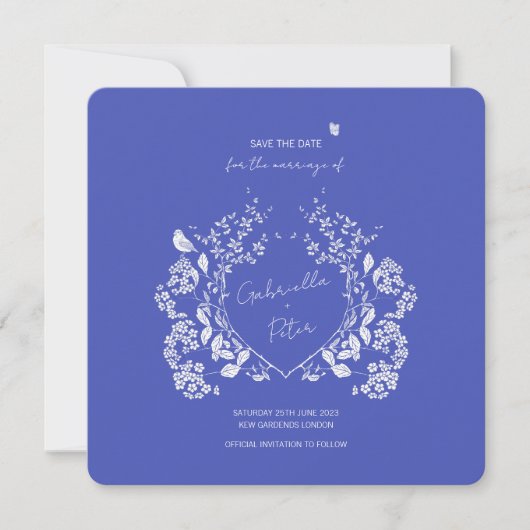 Blue Chinoiserie Save the Date (Voorkant)