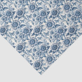 Blue Chinoiserie Sunflowers Butterflies Decoupage Tissuepapier (Detail)