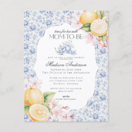 Blue Chinoiserie Tea Party Baby shower Toile Briefkaart