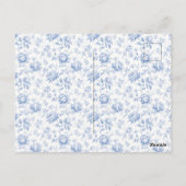 Blue Chinoiserie Tea Party Baby shower Toile Briefkaart (Achterkant)