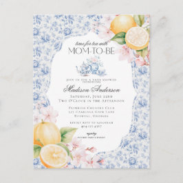 Blue Chinoiserie Tea Party Baby shower Toile Briefkaart