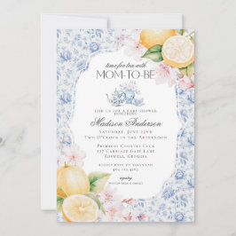 Blue Chinoiserie Tea Party Baby shower Toile Kaart
