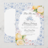 Blue Chinoiserie Tea Party Verjaardag Toile Kaart (Voorkant / Achterkant)