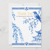 Blue Chinoiserie "Thank You"   Sign Kaart (Voorkant)