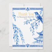 Blue Chinoiserie "Thank You"   Sign Kaart (Achterkant)