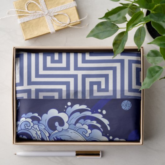 Blue Chinoiserie Tiger Blue Flow-ontkoppeling Tissuepapier (Geschenk)