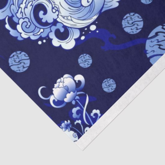 Blue Chinoiserie Tiger Blue Flow-ontkoppeling Tissuepapier (Detail)