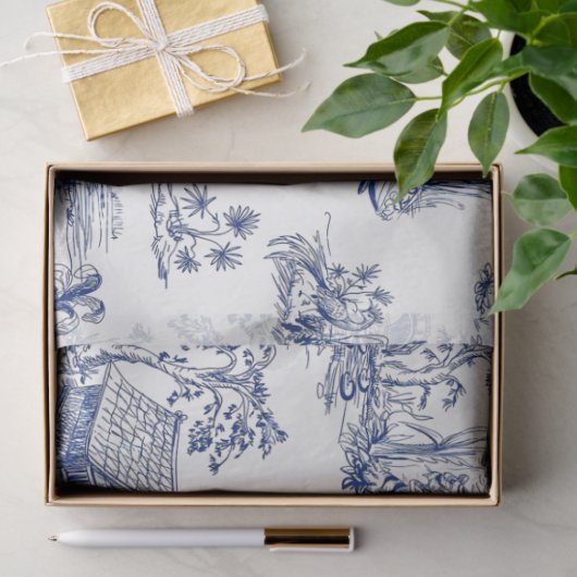 Blue Chinoiserie Tiger Blue Flow-ontkoppeling Tissuepapier (Geschenk)