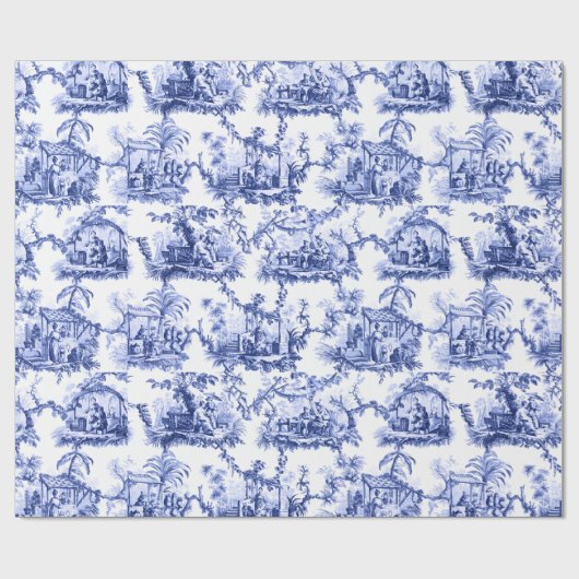 Blue Chinoiserie Toile Cadeaupapier (Vlak)