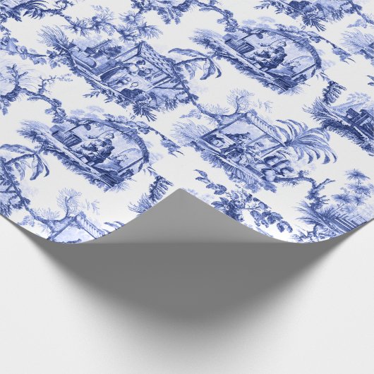 Blue Chinoiserie Toile Cadeaupapier (Hoek)