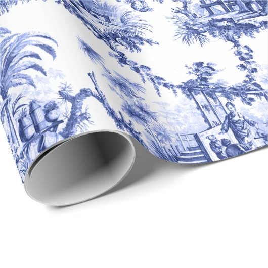 Blue Chinoiserie Toile Cadeaupapier (Rol Hoek)
