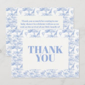 Blue Chinoiserie Toile de Jouy Baby shower Bedankkaart (Voorkant / Achterkant)
