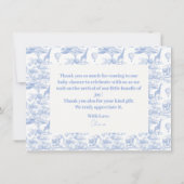 Blue Chinoiserie Toile de Jouy Baby shower Bedankkaart (Achterkant)