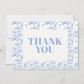 Blue Chinoiserie Toile de Jouy Baby shower Bedankkaart (Voorkant)
