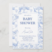 Blue Chinoiserie Toile de Jouy baby shower Kaart (Voorkant)
