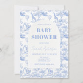 Blue Chinoiserie Toile de Jouy Baby shower Kaart (Voorkant)