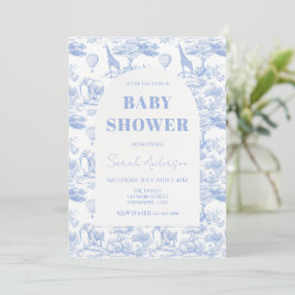 Blue Chinoiserie Toile de Jouy Baby shower Kaart