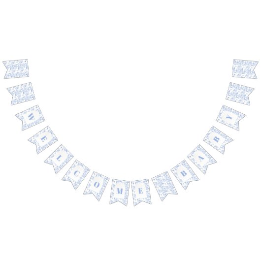 Blue Chinoiserie Toile de Jouy Baby shower Vlaggetjes (Alle)